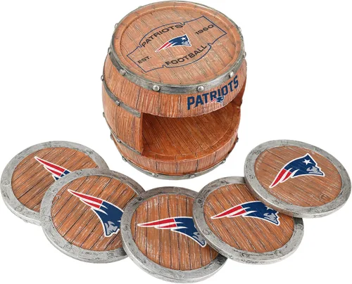 Vista 5 de FOCO NFL Team Logo 5-Pack Barrel Beverage Drink Coaster Set