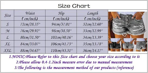 Vista 6 de Pantalones cortos de mezclilla para mujer, pantalones cortos de mezclilla para mujer, desgastados, con agujeros rasgados, dobladillo deshilachado