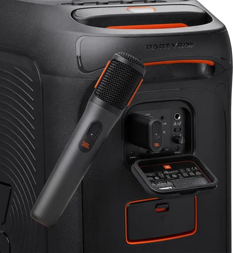 Vista 2 de JBL PartyBox Micrófono Inalámbrico - 2X Micrófonos Inalámbricos Digitales, Batería Recargable (20hrs - 700mAh), Voz Clara, Sonido Nítido, Conexión