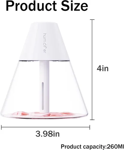 Vista 3 de INVODA Mini humidificadores, 8.8 fl oz USB Personal Cool Mist Humidificador lindo volcanes de escritorio humidificador de aire silencioso Luz