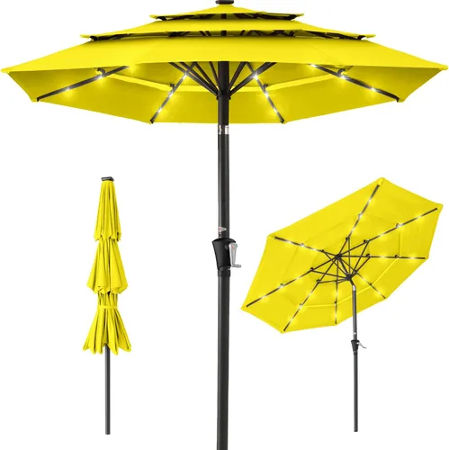 Vista 12 de Best Choice Products - Sombrilla solar de 10 pies de 3 niveles para patio, sombrilla de sol para exteriores, mercado, patio trasero, terraza, junto