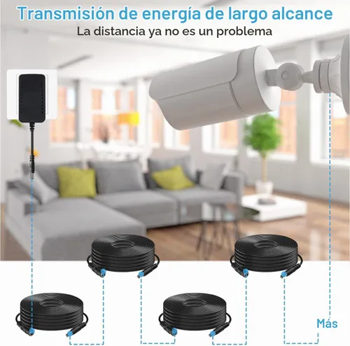 Vista 4 de Cable de extensión de alimentación CC, cable de extensión de 12 V CC de 0.083 in x 0.217 in, cable de alimentación macho a hembra, para cámara