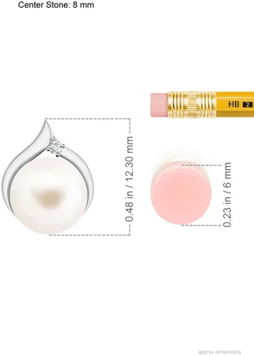 Vista 3 de Angara Round Pearl Solitaire Pendant with Diamond for Women Plata esterlina