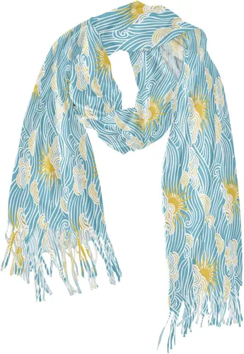 Vista 8 de bonita cachemira sentir invierno bufandas cálidas para navidad retro cielo sol olas chalinas para mujer de frio