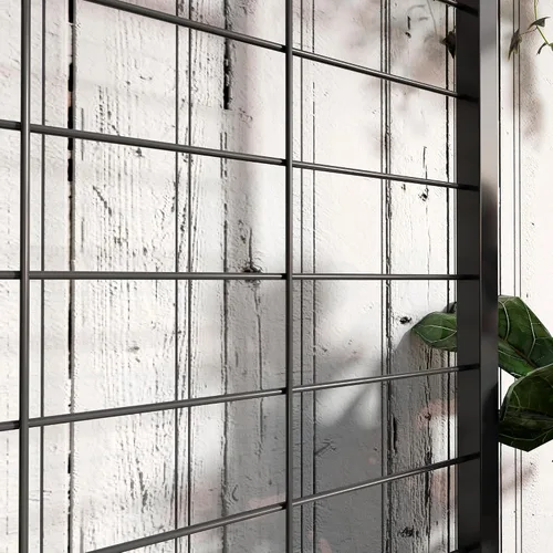 Vista 9 de Outsunny Soporte alto para plantas con enrejado y barra para colgar, soporte de metal para plantas trepadoras, flores, uso en interiores y Negro