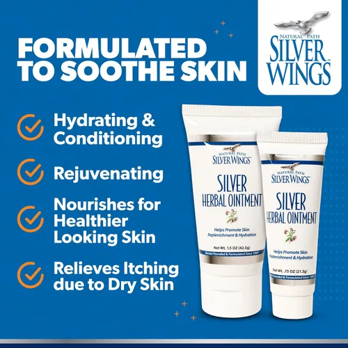 Vista 5 de Natural Path Silver Wings Silver 250ppm Ungüento herbario 1.5 oz. Curación y nutrición de la piel