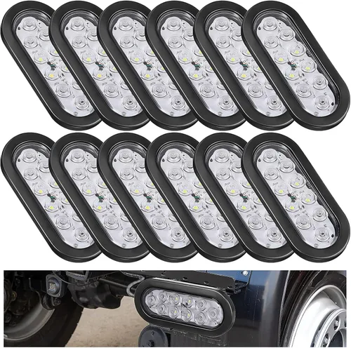 Vista 12 de Yexiya Paquete de 12 luces LED ovaladas para remolque, rojo