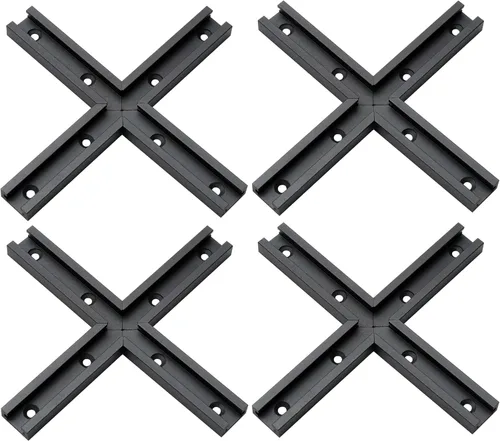 Vista 15 de Kit de intersección de aluminio T-Track de 3 pulgadas – Perfil de doble corte universal con agujeros de montaje preperforados -Carpintería