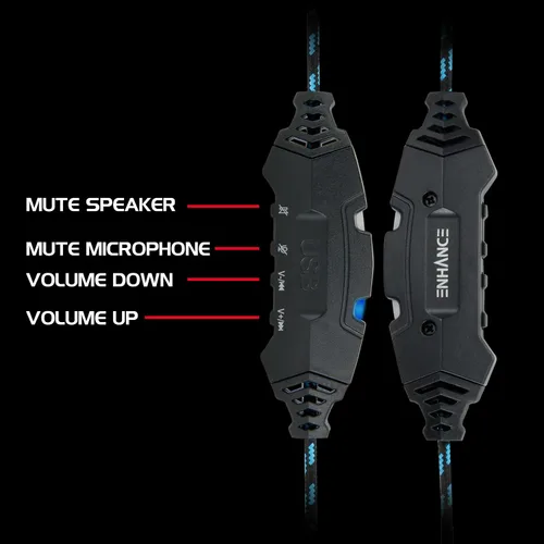 Vista 5 de Auriculares de PC para videojuegos para PS4 y ordenador con sonido envolvente 71 Auriculares de ordenador Voltaic PRO Esports con micrófono luz LED