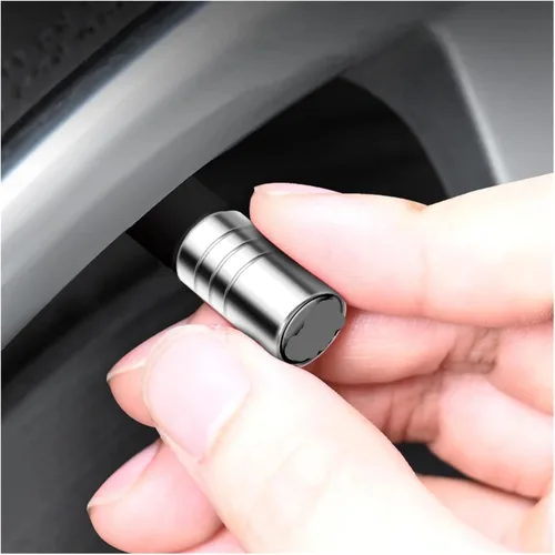 Vista 6 de 4 tapas de metal para válvulas de neumáticos de automóvil, accesorios compatibles con (plata larga)