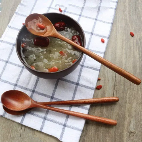 Vista 7 de AKOAK 2 cucharas de madera, cuchara de madera natural con mango largo, herramienta de cocina para el hogar, adecuada para restaurantes, hoteles