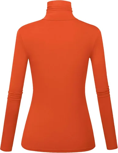 Vista 2 de Camisas de manga larga con cuello alto para mujer, ajustadas, ligeras, capa base, tops casuales