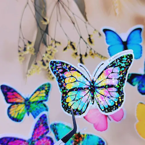 Vista 3 de 36 hojas de papel adhesivo holográfico transparente autoadhesivo, hojas laminadas 8.5x11 Inch Transparent Cold Self-Adhesive Laminating Waterproof