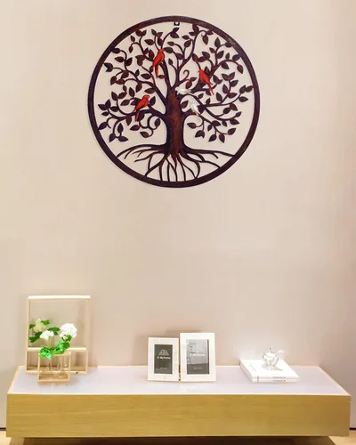 Vista 8 de CHINDEUISYUT Arte de pared de metal, árbol de la vida, decoración de pared de metal para habitación, jardín, porche, patio, oficina, decoración