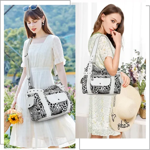 Vista 6 de Angel Barcelo - Bolsa de hombro amplia para mujer, diseño Hobo, cuero lavado