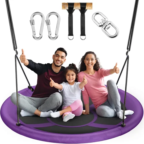 Vista 11 de Everyfun Columpio de Árbol Tipo Platillo Volador de 43" para Niños y Adultos, Capacidad de Peso de 700 libras, Columpio Platillo Volador Impermeable