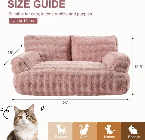 Vista 5 de Sofá cama para gatos, bonito sofá para mascotas para gatos de Rosa polvoriento