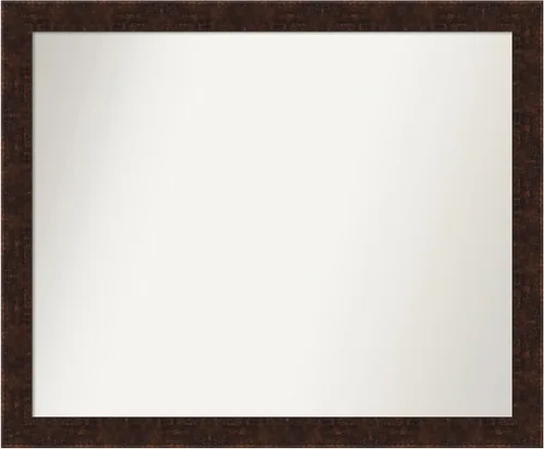 Vista 114 de Amanti Art Espejo de baño de bronce para sobre fregadero, 24 x 24 pulgadas, espejo de tocador cuadrado estrecho de bronce Manhattan, marco de madera