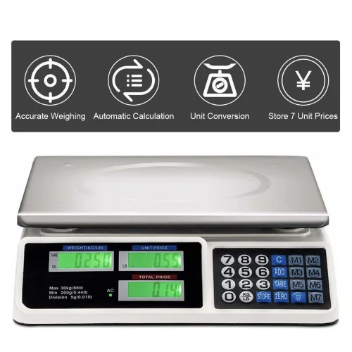 Vista 3 de Báscula comercial, 88.2 lbs/88 lB Escala de cálculo de precio digital Peso de alimentos Báscula de cocina de alimentos para contar productos