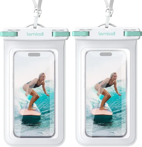 Vista 14 de Lamicall - Funda impermeable para teléfono, paquete de 2, IPX8, resistente al agua Beach & Cruise Essentials, Touch Screen, for iPhone 17 16 15 14