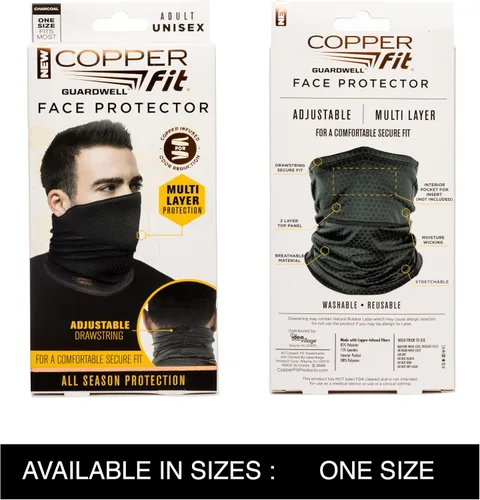Vista 5 de Copper Fit Protector de cara y polaina de cuello unisex para adultos, color carbón