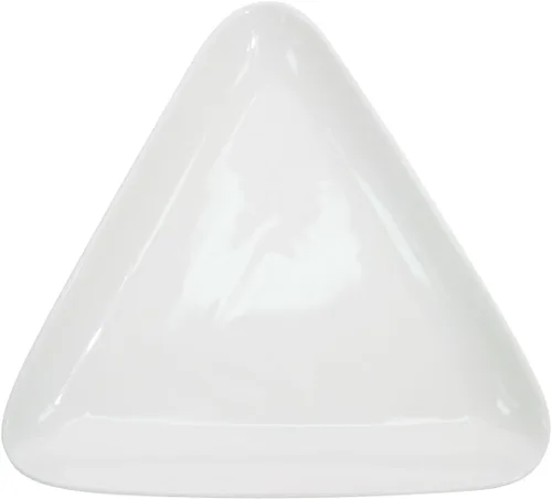 Vista 3 de CAC China TUP-16 Triumph - Plato triangular de porcelana súper blanca de 10 pulgadas, caja de 12
