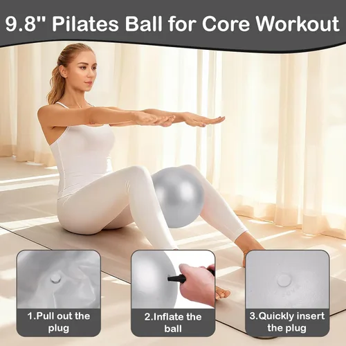 Vista 4 de Hoedia Kit de Pilates de 17 Piezas para Mujeres, Equipo de Pilates Anillo y Pelota Set con Bandas de Resistencia, Correa de Yoga, Deslizadores
