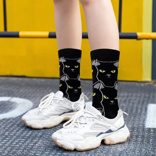 Vista 2 de Belloxis 5 pares de bonitos y divertidos calcetines de animales para mujeres y niñas, cómodos calcetines de algodón para uso diario, grandes ideas