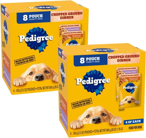 Vista 14 de Pedigree - Bolsa de comida húmeda para perros, carne de res y tocino, 3.5 onzas, 16