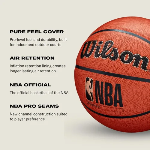 Vista 6 de Wilson NBA Forge Baloncesto para Interiores/Exteriores - Marrón, Tamaño 5-27.5