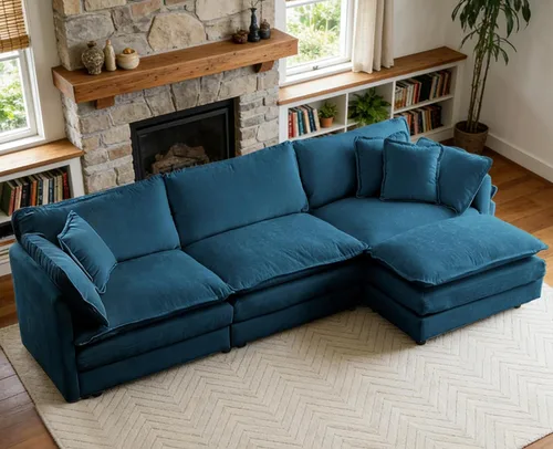 Vista 27 de Sofá modular de gran tamaño, sofá grande en forma de U con asiento profundo, sofás de nube de felpilla para sala de estar, sofá modular convertible