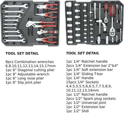 Vista 4 de Kit de herramientas para el hogar de 899 piezas, juego de herramientas de reparación para el hogar y el automóvil con caja de herramientas