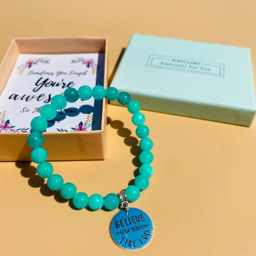 Vista 3 de Regalos para amigas para mujeres, pulsera de piedra natural, pulseras de amistad para mujeres, idea de regalo inspiradora para compañeras