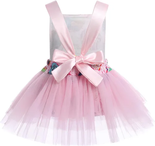 Vista 17 de IBTOM CASTLE Vestido de princesa tutú para niña pequeña con estampado de leopardo, dona, ratón, vestido de princesa con funda para pañales, conjunto
