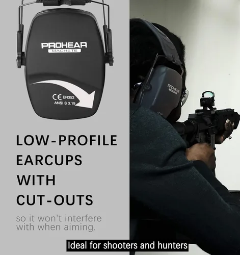 Vista 7 de PROHEAR 016 y 030 Pasivo y electrónico con Bluetooth Disparo Orejeras de seguridad de protección auditiva, protector auditivo delgado con perfil bajo
