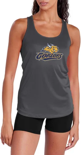 Vista 506 de Camiseta deportiva sin mangas oficial de NCAA Collegiate para mujer, con espalda cruzada, colección con logotipo primario