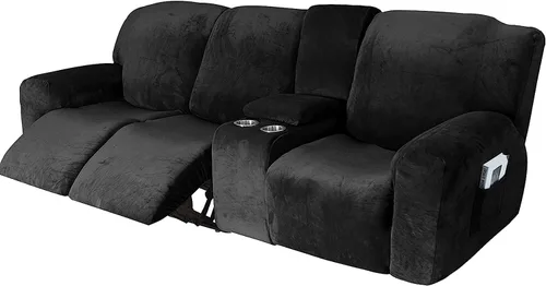Vista 14 de Aedlcal Fundas para sofá reclinable, 10 piezas, fundas de sofá reclinable de felpa de terciopelo con consola central, con bolsillo lateral