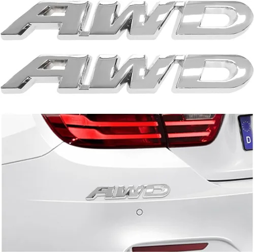 Vista 10 de Dickno Pegatina de emblema AWD, calcomanía de letra 3D de metal para puerta trasera y lateral, emblema adhesivo para parachoques laterales de auto