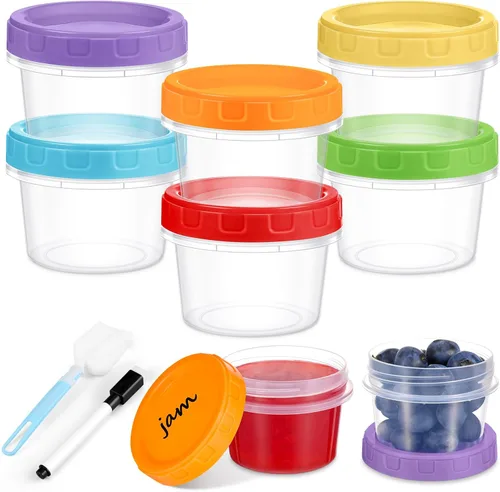 Vista 8 de Yomarket Envases Pequeños de Plástico de 2 oz con Tapas, Paquete de 12 Recipientes para Aderezo de Ensalada, Recipientes Reutilizables