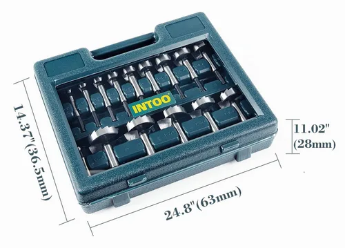 Vista 5 de Juego de brocas Forstner con vástago hexagonal, 16 piezas, mango multicara, juego de brocas para madera