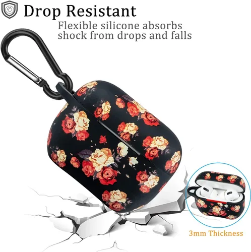 Vista 6 de Funda de Airpod Pro de silicona suave - Funda de estuche de carga de LitoDream para AirPods Pro de Apple, lindo protector de estuche para mujeres