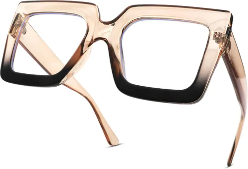Vista 28 de Pro Acme Gafas de bloqueo de luz azul, marcos cuadrados grandes, anteojos falsos para mujer
