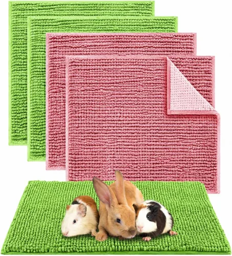 Vista 8 de Amylove 4 piezas de forro para jaula de conejillo de indias, ropa de cama para conejillo de indias, alfombrilla para puerta de perro para patas