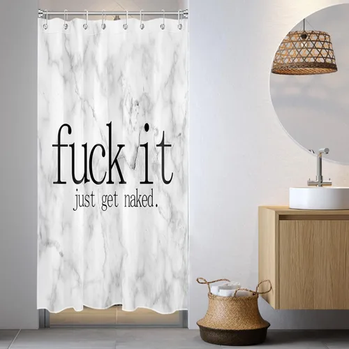 Vista 27 de LB Fuck It Get Naked - Cortina de ducha pequeña de 48 x 68 pulgadas, forro de cortina de ducha en blanco y negro, cortina de ducha estrecha