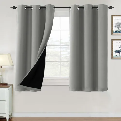 Vista 112 de H.VERSAILTEX Cortinas 100% de opacidad para dormitorio, con aislamiento térmico, cortinas opacas de 63 pulgadas de largo, cortinas de bloqueo