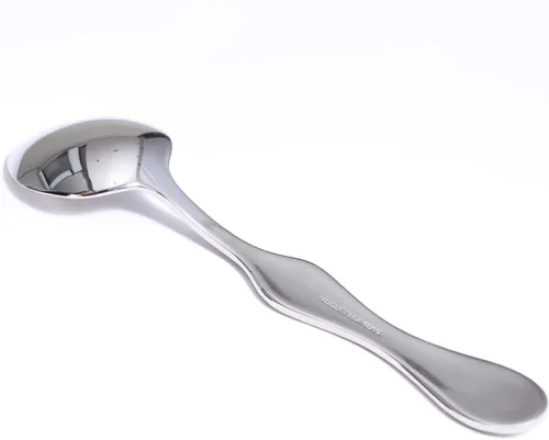 Vista 2 de Cuchara de acero inoxidable con cara sonriente de alta calidad, perfecta para sopa, café y té (1 cuchara sonriente plateada)