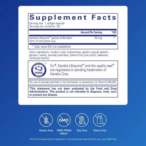 Vista 2 de Pure Encapsulations Ubiquinol-QH 50 mg Forma activa de CoQ10 para apoyar la salud inmunológica, la energía celular y la salud cardiovascular* 60