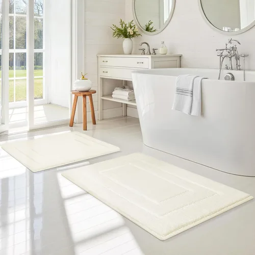 Vista 27 de GRANNY SAYS Juego de 2 alfombras de baño suaves para baño, alfombras de baño antideslizantes y lavables, alfombras de baño absorbentes para bañera