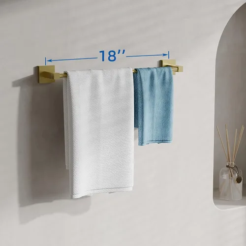 Vista 2 de RUACQ Barra para toallas de 18 pulgadas, Soportes para toallas para baño, Soporte para toallas de acero inoxidable 304 montado en la pared, Barra