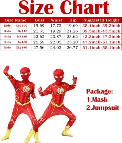 Vista 2 de Dokiory Disfraz de superhéroe rojo para niños, disfraz de superhéroe rojo para cosplay, overol para niños de 3 a 12 años